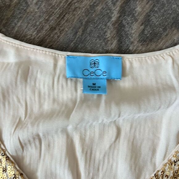 Cece V-Neck Sequin Lined Blouse- Size Medium - Picture 3 of 9